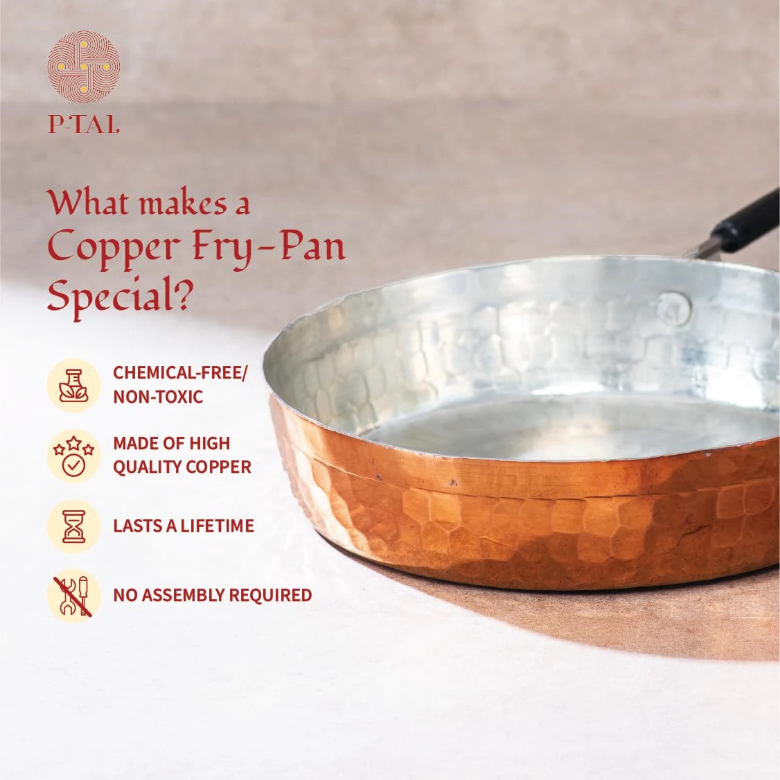 P-TAL Copper Non Stick Fry Pan, 900 g-3.webp